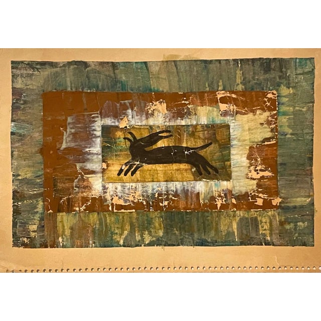 Modern Michail Grobman, Post Soviet Avant Garde Russian Israeli Gouache Collage Painting Grobman, 1964 For Sale - Image 3 of 10