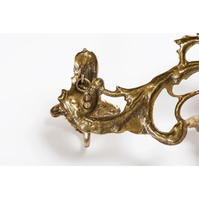 1950s Brass Wall Mount Coat Rack With 4 Large Hooks & Space for Mirror For Sale - Image 9 of 10