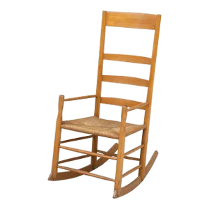 Handmade Birch Rocker With Woven Rush Seat