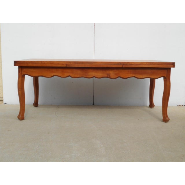 Large Louis XV Style Cherrywood Table with Extensions, 1990s For Sale - Image 3 of 17