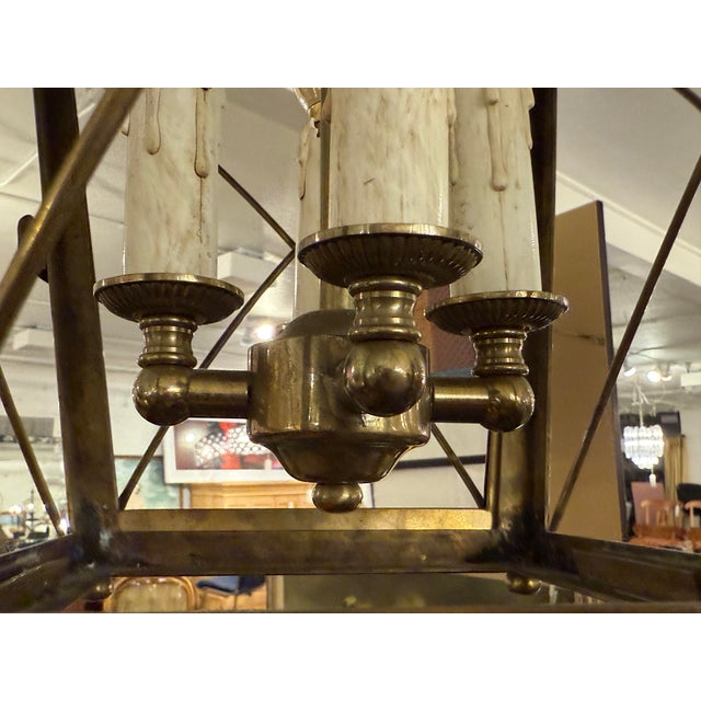 The Federalist Brass Four Bulb Hanging Lantern For Sale - Image 9 of 12