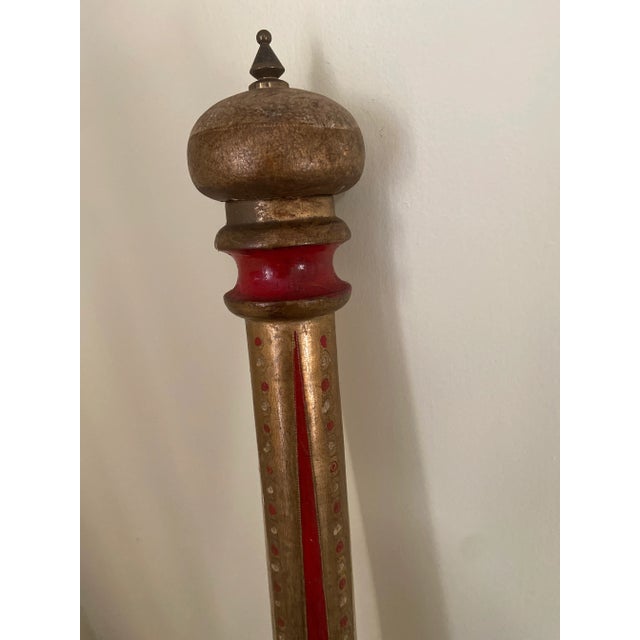 Red Giant Size Vintage Mid 20th Century Italian Wood & Brass Pepper Mill For Sale - Image 8 of 12