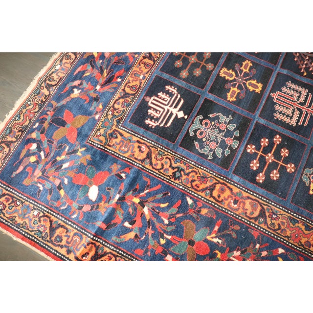 Early 20th Century Square Garden Design Persian Bakhtiari Rug - 11'8" x 12'5" For Sale - Image 4 of 13