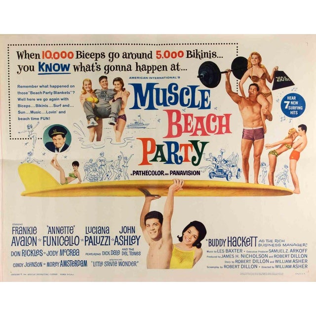 Vintage Poster U.S. Half-Sheet (22 × 28 in.), AIP. Directed by William Asher, starring Frankie Avalon, Annette Funicello,...