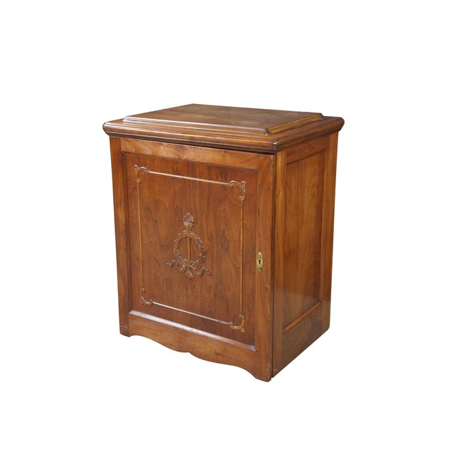 American Antique Neoclassical Edwardian Walnut Singer Parlor Cabinet Dry Bar Console 30" For Sale - Image 3 of 18