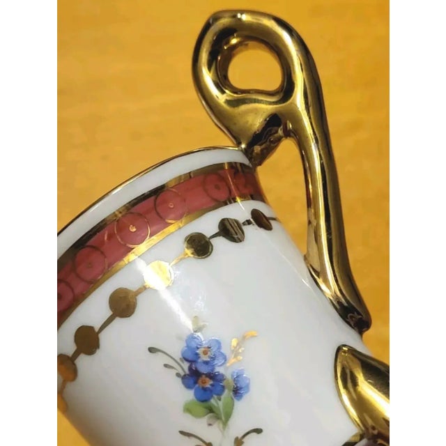 Art Nouveau Antique Kpm Footed Coffee Cup Saucer Berlin German For Sale - Image 3 of 6