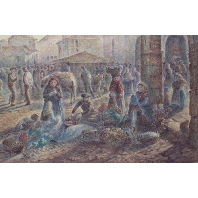 "Market Day," C. 1900 Framed Aquatint Print For Sale - Image 4 of 6