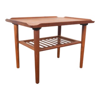 Mid 20th Century Attributed to Holger Georg Jensen Teak Side Table With Lower Rack For Sale