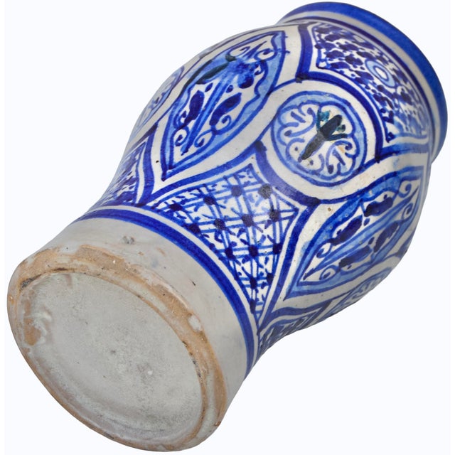 Blue Mid 20th Century Handmade Moroccan Ceramic-Art Vase W/ Blue Hues For Sale - Image 8 of 8