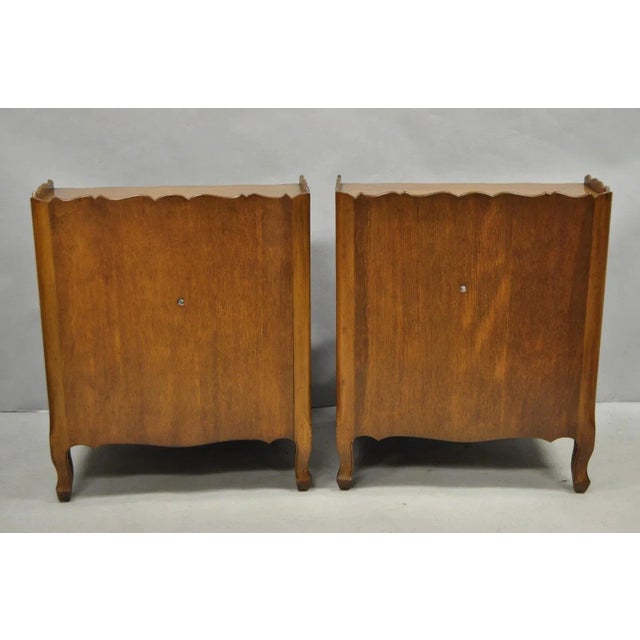Vintage French Country Provincial Walnut Fruitwood Step Nightstands - A Pair For Sale - Image 10 of 12