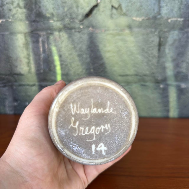 Waylande Gregory Glass Bottle With Stone Gray and Metallic Gold Art Deco Design For Sale - Image 12 of 12