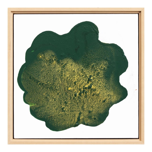 Golden Emerald - Framed Minimalist Green Abstract Original Artwork by Clara Berta For Sale