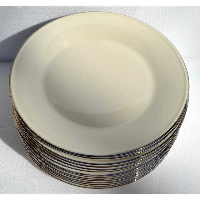 Vintage Lenox Special Porcelain Beige Dinner Plates Silver Trim - Set of 14 For Sale - Image 10 of 16