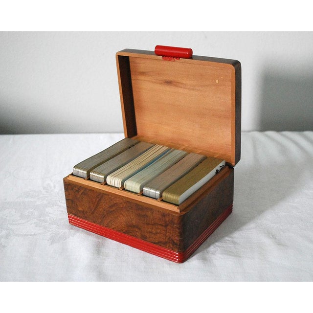 Vintage Wooden Playing Card Box & 6 Decks of Cards Chairish