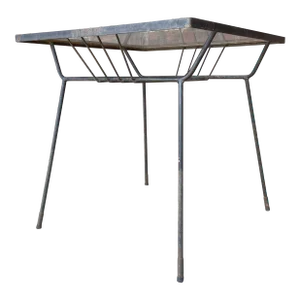 Mid 20th Century Milo Baughman for Pacific Iron Works Glass and Iron Table Square