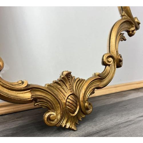 Vintage French Ornate Wall Mirror with Gold Finish For Sale - Image 6 of 9