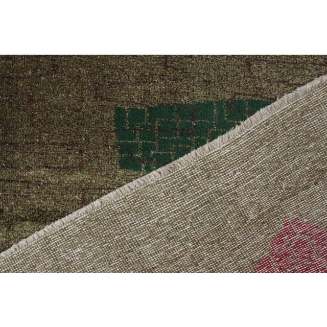 1960s 1960s Vintage Art Deco Rug in Green, Pink and Blue Geometric Pattern For Sale - Image 5 of 6