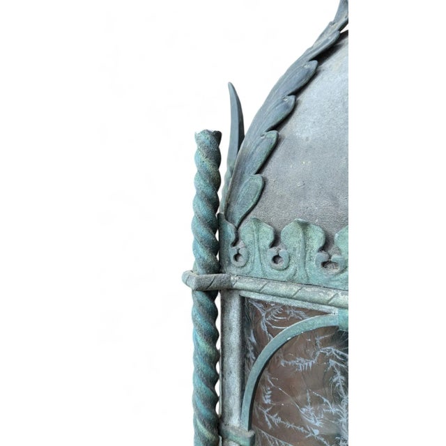 Early 20th Century Bronze Verdigris Spanish Revival Exterior Lantern For Sale - Image 4 of 9