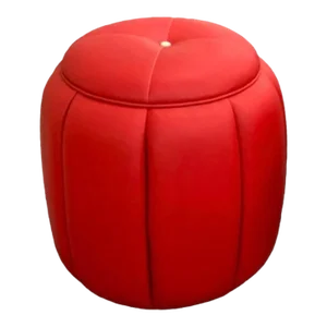 Vintage Custom Upholstered Round Ottoman