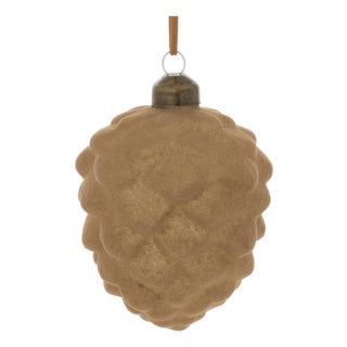 Flocked Glass Pinecone Ornament (Set of 12) For Sale