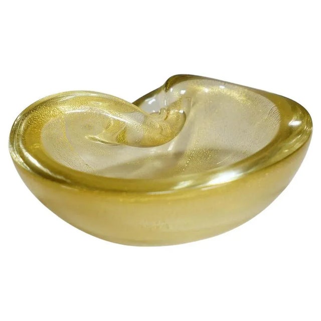Glass Murano Art Glass Bowl with Gold Foil, Italy, 1950s For Sale - Image 7 of 7