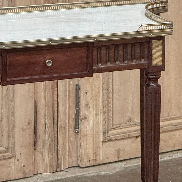 Antique French Directoire Neoclassical Mahogany Console With Carrara Marble For Sale - Image 9 of 18