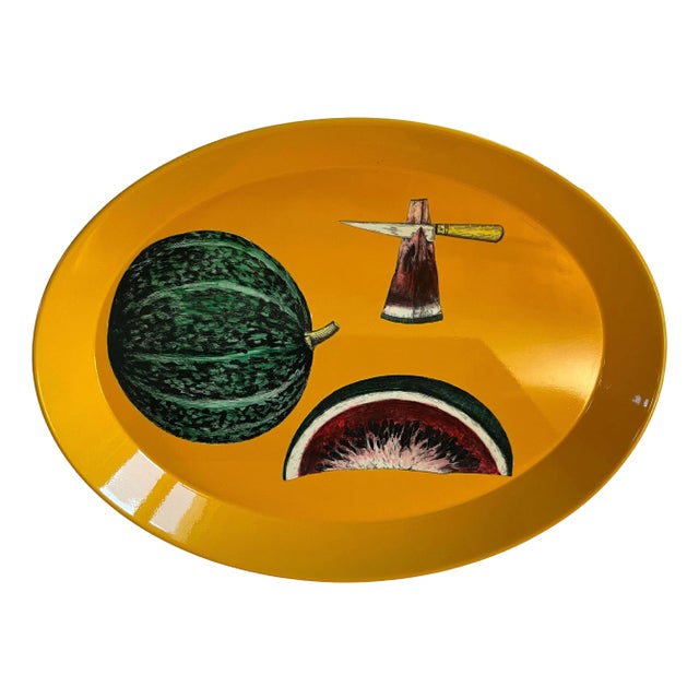 Fornasetti Watermelon Oval Metal Tray For Sale
