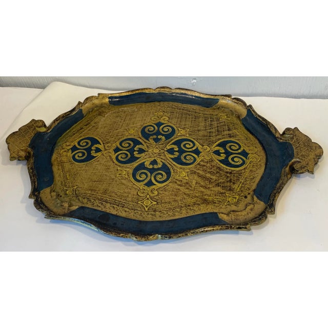 Italian Vintage Italian Florentine Gilt Wood Tray For Sale - Image 3 of 5