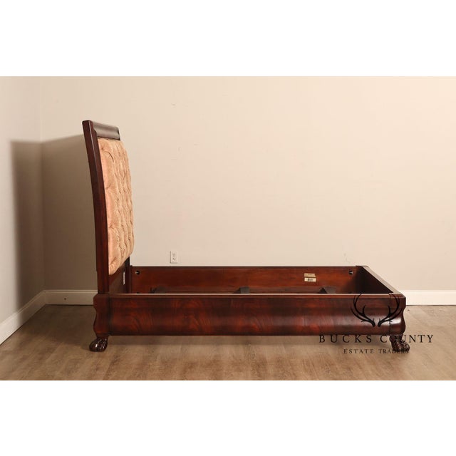 Brown Henredon Mahogany Queen Bed with Tufted Upholstered Headboard For Sale - Image 8 of 18
