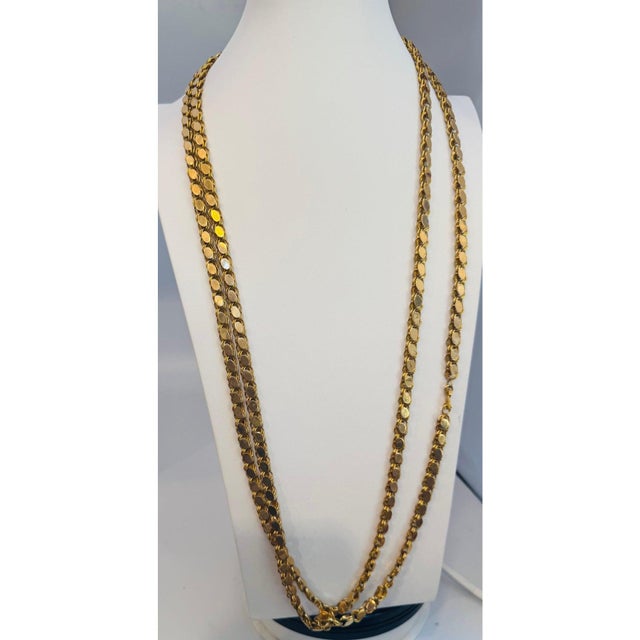 Vintage 115 Gm 18 Karat Yellow Gold Handmade Chain 76 Inch Unique Opera Length very versatile chain as you can wear this...