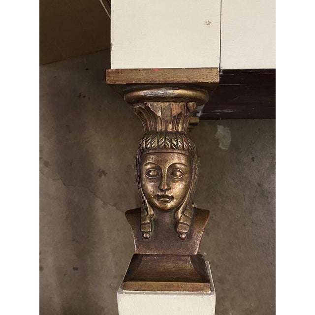 Antique Egyptian Revival Empire Style Leather Top Figural 3 Drawer Console Desk For Sale - Image 11 of 13