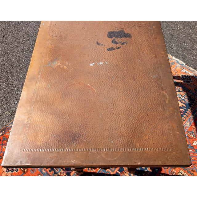 Early 20th Century Arts and Crafts Copper Clad Top Spanish Jacobean Revival Sofa Table For Sale - Image 10 of 18
