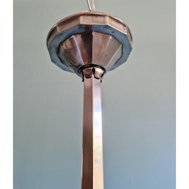 Art Deco Skyscraper Pendant Light in Frosted Glass, 1930s For Sale - Image 9 of 12