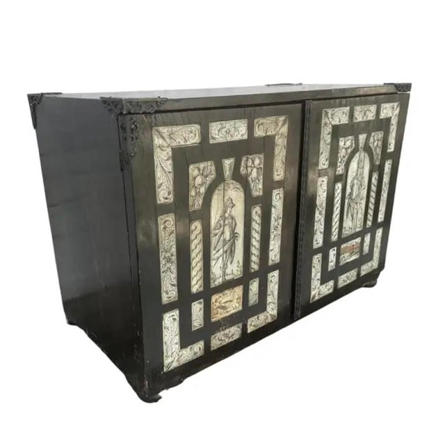 17th Century Italian Ebonized Inlaid Milanese Table Cabinet For Sale - Image 11 of 13