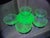 Glass Early 20th Century Fostoria Versailles Green Uranium Glass Dessert Plate & Bowls- 10 Pieces For Sale - Image 7 of 12