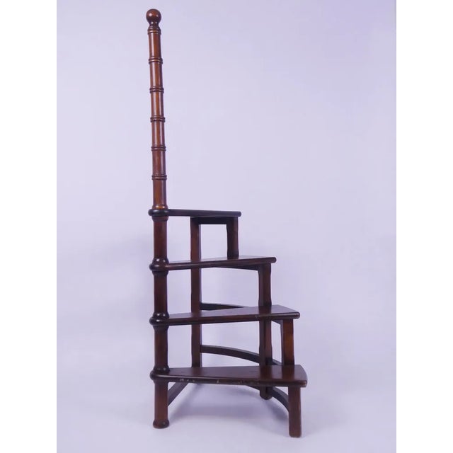 Large Victorian Style Spiral Library Stairs in Wood, 1950s For Sale - Image 3 of 10