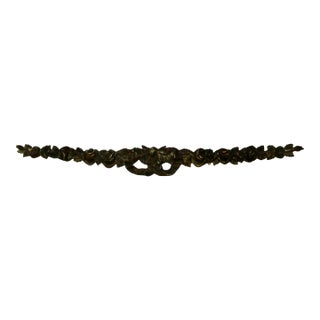 Antique French Bronze Pediment - Floral Swag & Bow For Sale