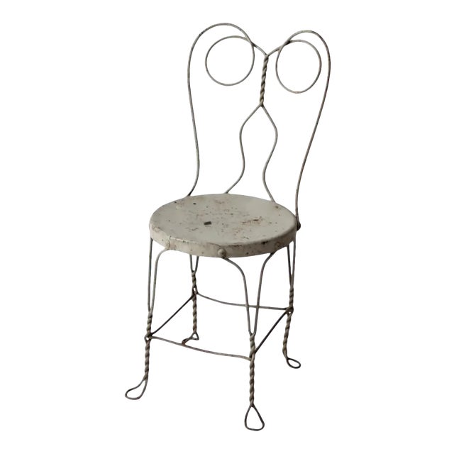 Antique Gray Ice Cream Parlor Chair For Sale