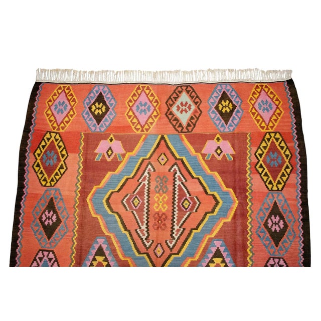 1980s Vintage Handwoven Turkish Kilim Rug Large Living Room Decor- 6′10″ X 12′8″ For Sale - Image 9 of 14