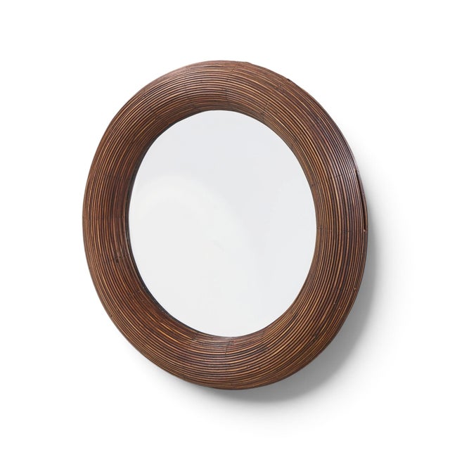 Mid-Century Modern Gabriella Crespi Style Mid Century Pencil Reed Rattan Mirror For Sale - Image 3 of 3