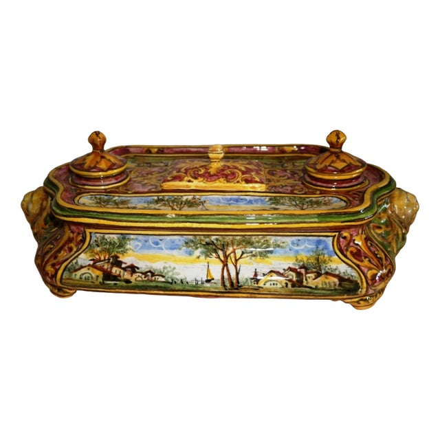 Ceramic Inkwell from Minghetti, Bologna, 1890s For Sale