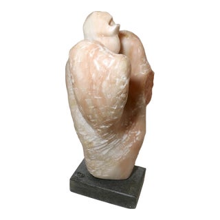 1940s Modern Hand Carved Soapstone Stone Screaming Man Sculpture Statue Figure For Sale
