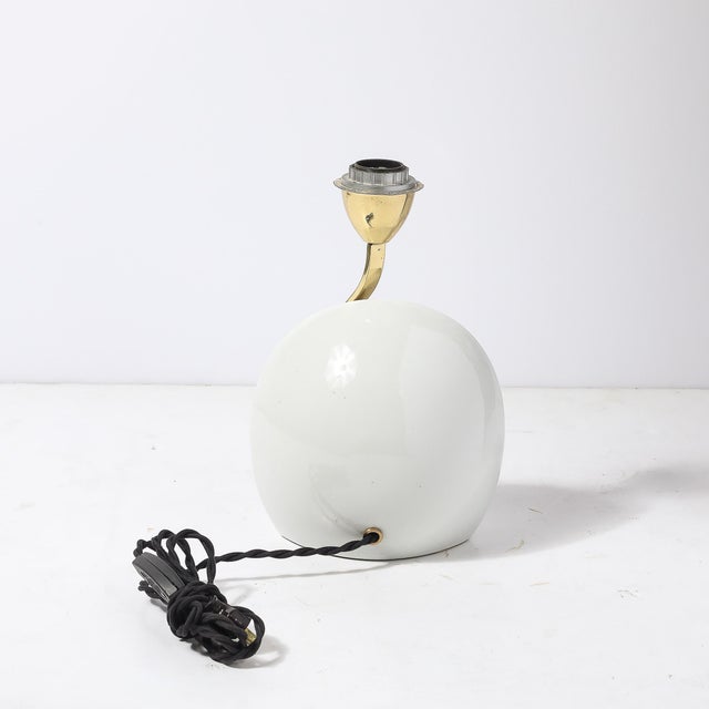 White Mid-Century White Ceramic & Polished Brass Sculptural Table Lamps by Lumi Murano For Sale - Image 8 of 13