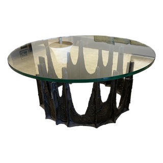 Paul Evans Round Stalagmite Coffee Table in Sculptured Bronze 1969 (Signed) For Sale