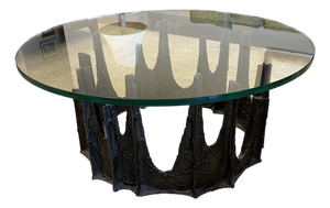 Paul Evans Round Stalagmite Coffee Table in Sculptured Bronze 1969 (Signed)