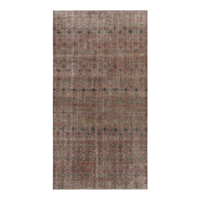 Vintage Turkish Rug, Brown and Purple With Diamond Geometric Pattern – Rug & Kilim For Sale