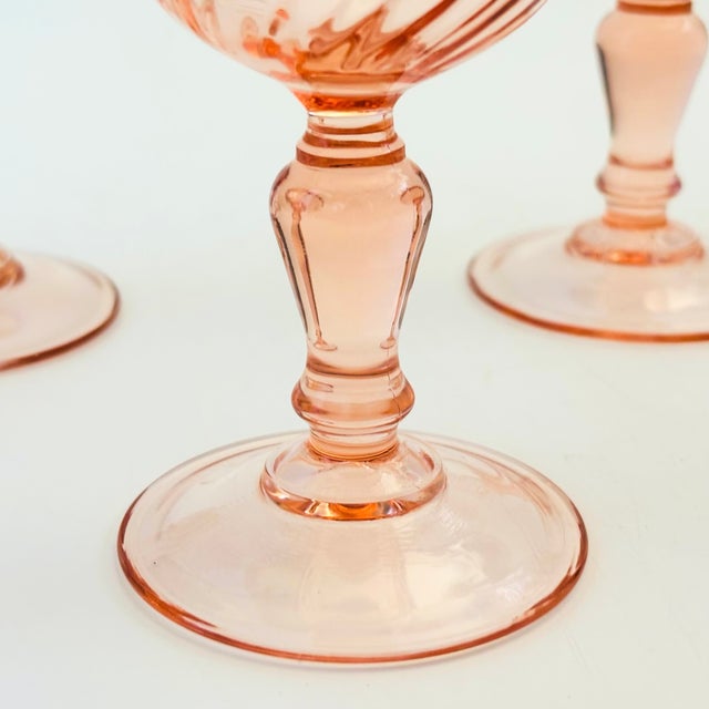 Late 20th Century Pink Swirl Wine Goblets - Set of 6 - France For Sale - Image 5 of 8
