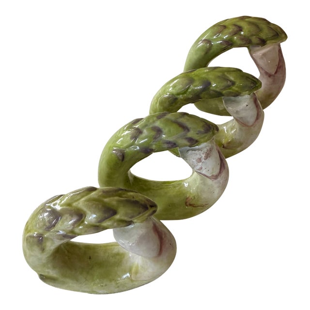 Vintage Ceramic Asparagus Napkin Rings - Set of 4 For Sale