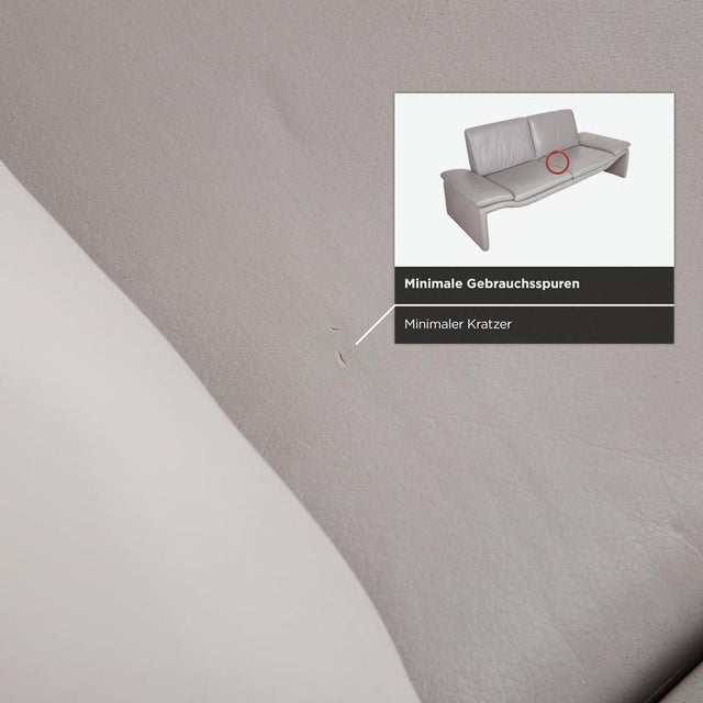 Three-Seater Sofa and Ottoman in Grey Leather from Koinor, Set of 2 For Sale - Image 15 of 18