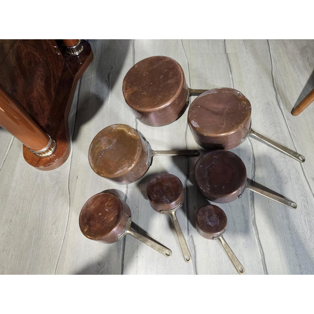 Brown Vintage Copper Frying Pans, 1920s, Set of 7 For Sale - Image 8 of 10